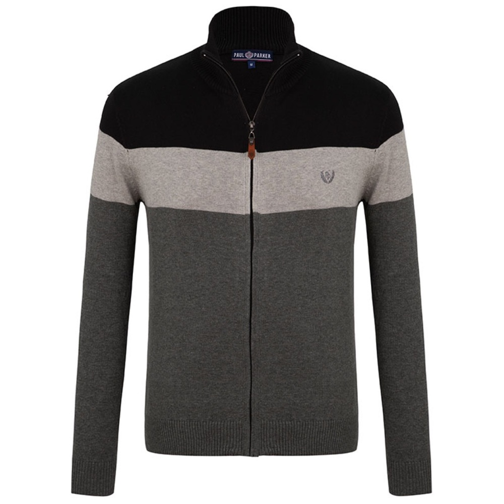 Paul Parker Full Zip Color Block Sweater
